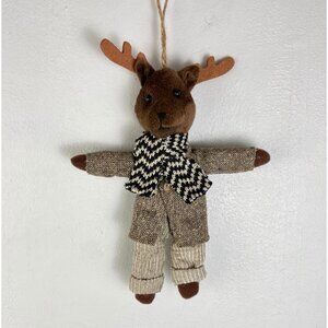 Christmas Ornament Moose in Clothes Suit Fabric Cute Plush Holiday Decoration